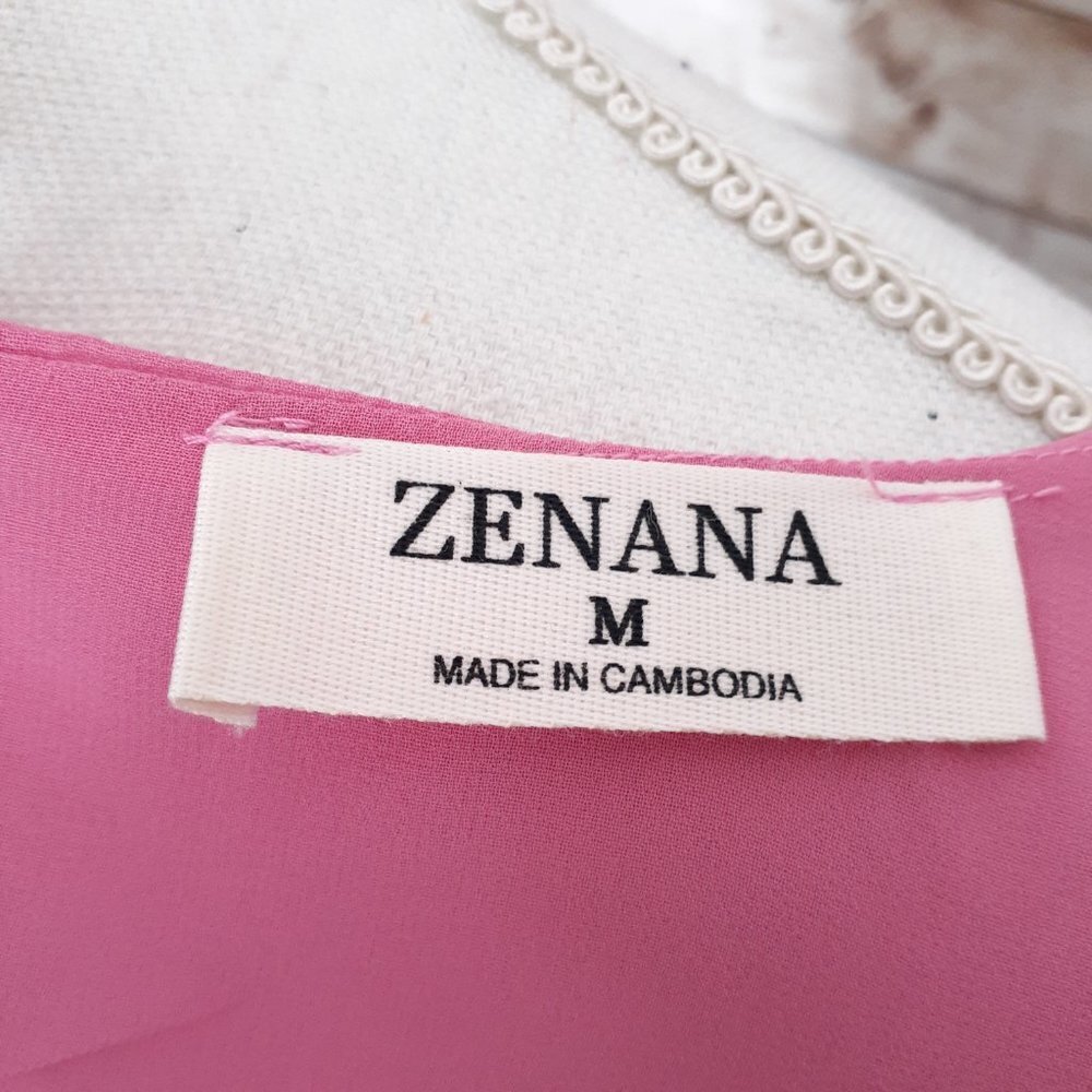 Zenana Womens Sleeveless Top M Tie Pink 554A - Picture 3 of 5
